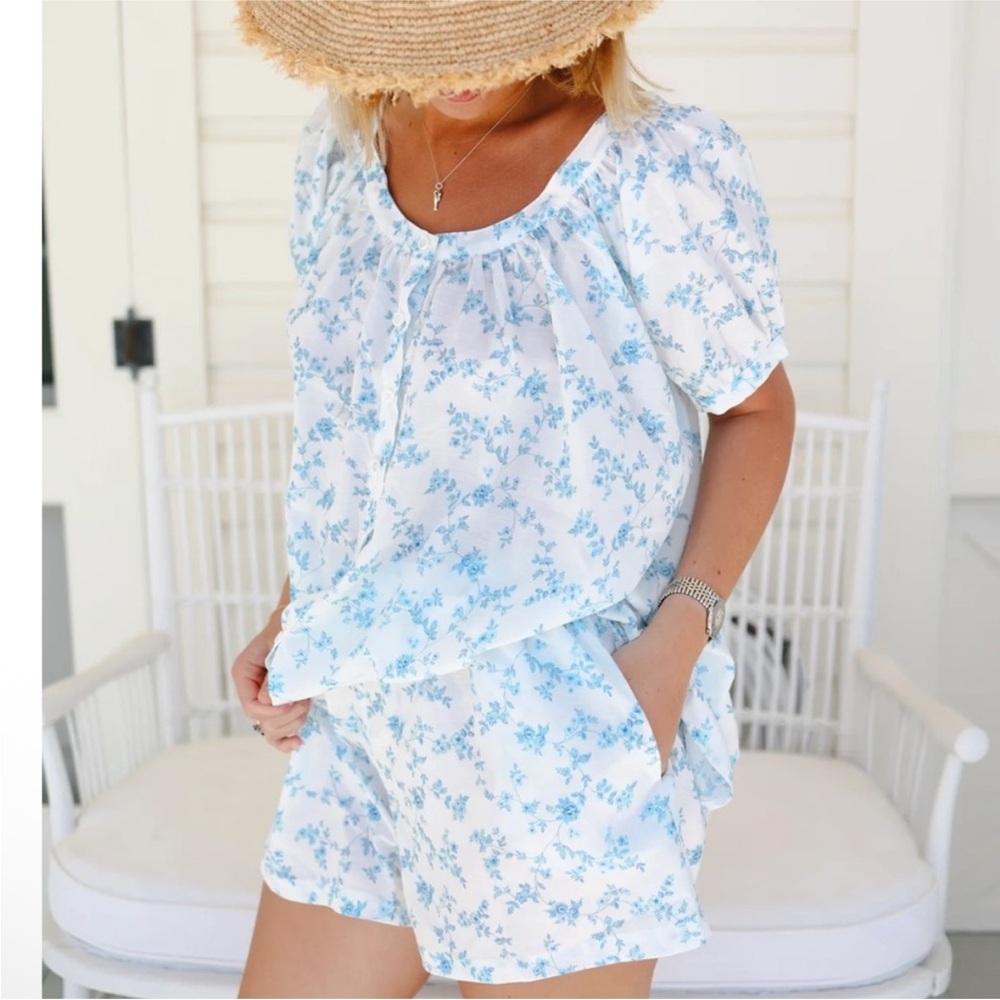 Darling loungewear Floral Blue Women's Sleepwear Set